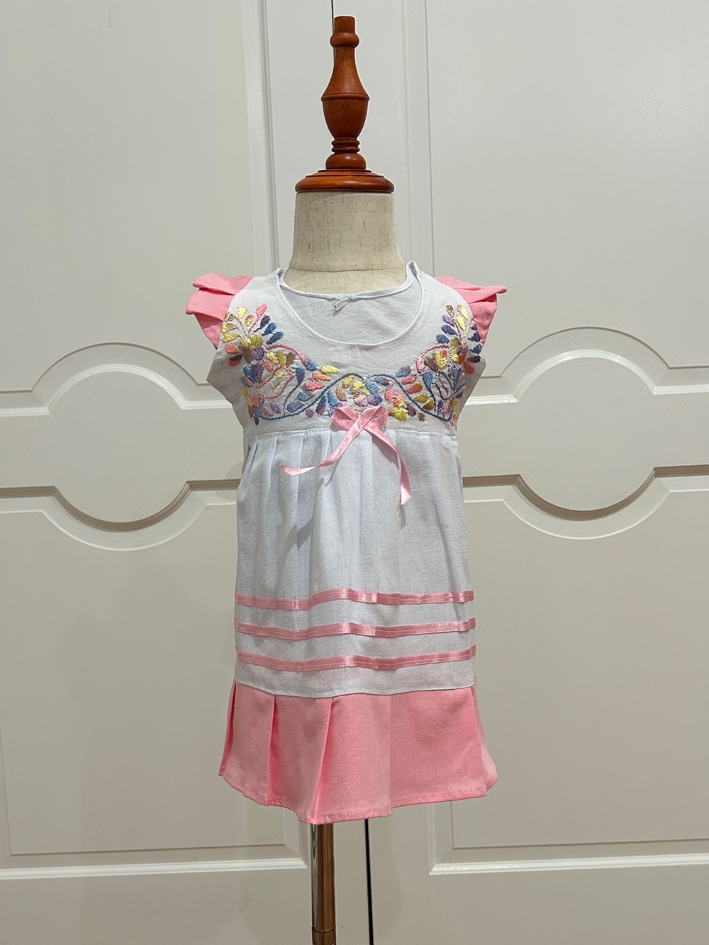 Mexican Girls Dress With Hand Embroidered.
